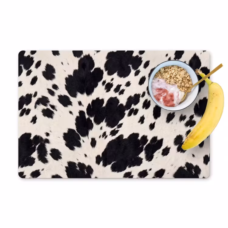 Placemat - 6 stuks - Patroon - Vacht - Zwart - Wit — 1