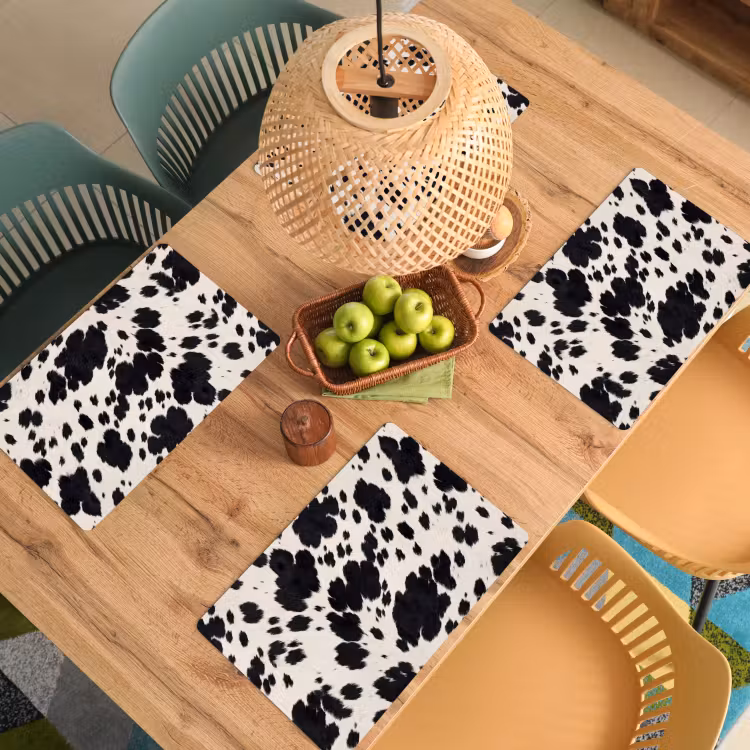 Placemat - 6 stuks - Patroon - Vacht - Zwart - Wit — 3