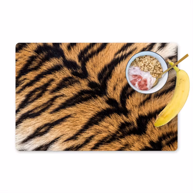 Placemat - 6 stuks - Realistisch - Tijgervacht - Zwart — 1