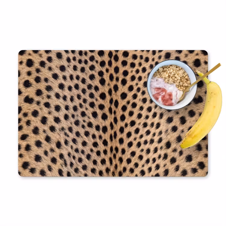 Placemat - 6 stuks - Vacht - Jachtluipaard - Zwart - Wit — 1