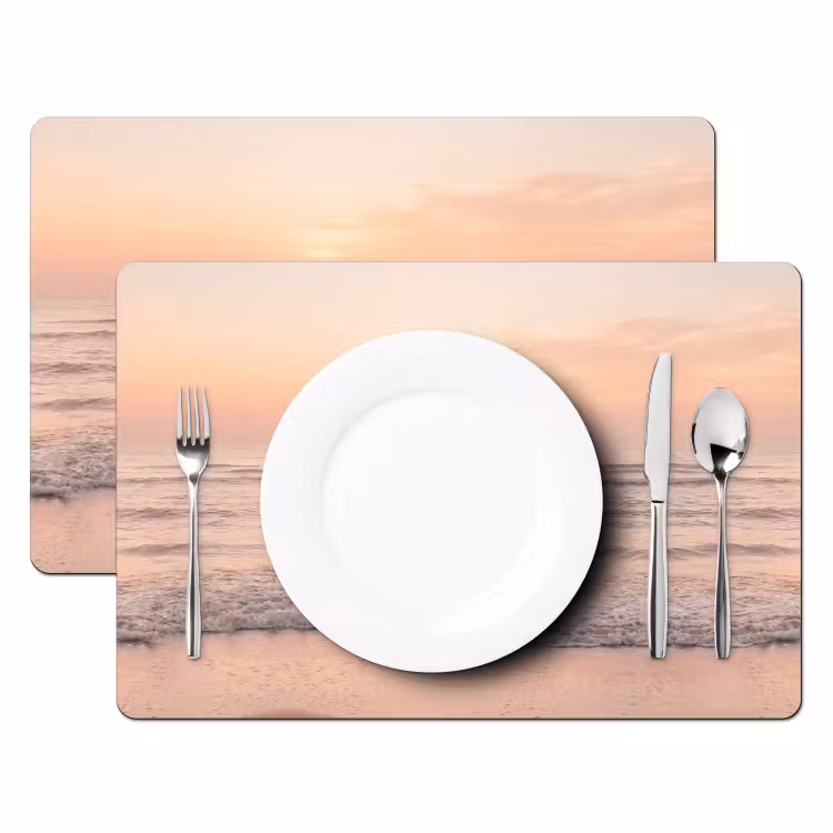 Placemat - 6 stuks - Zon - Strand - Roze — 2