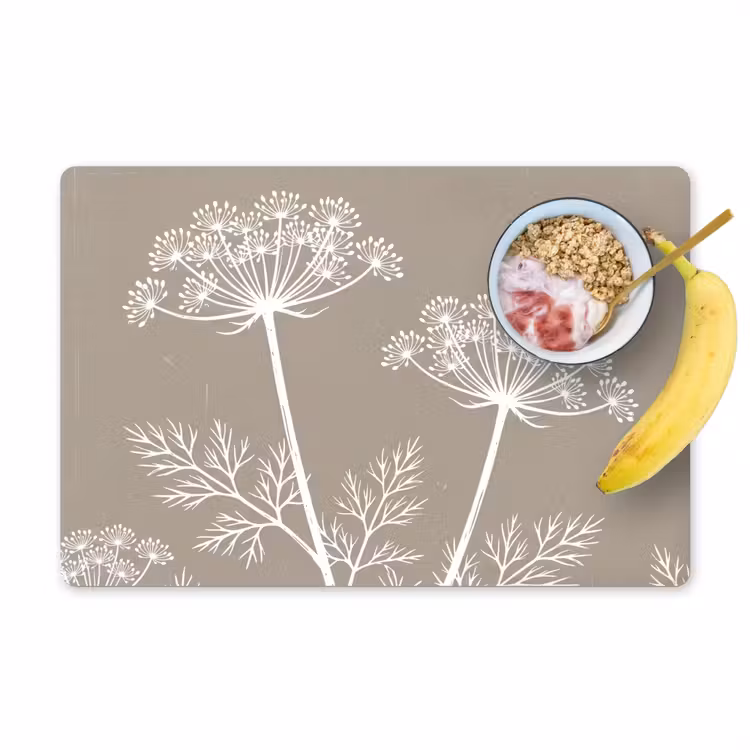 Placemat - 6 stuks - Grafisch - Fluitenkruid - Taupe — 1