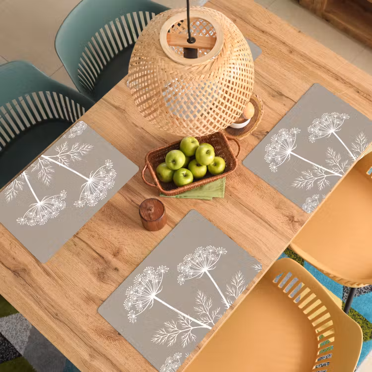 Placemat - 6 stuks - Grafisch - Fluitenkruid - Taupe — 3