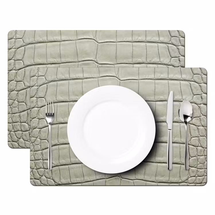 Placemat - 6 stuks - Krokodillenleer - Schubben - Groen — 2