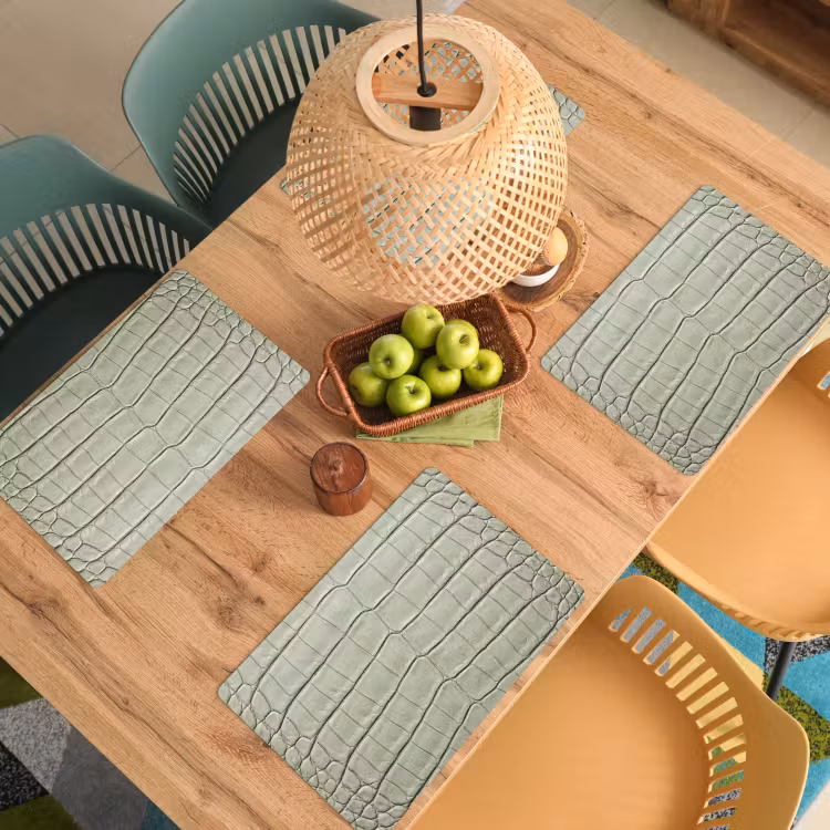 Placemat - 6 stuks - Krokodillenleer - Schubben - Groen — 3