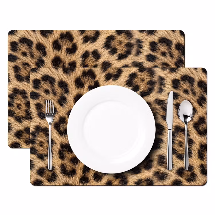 Placemat - 6 stuks - Luipaard - Vacht - Klassiek - Bruin — 2