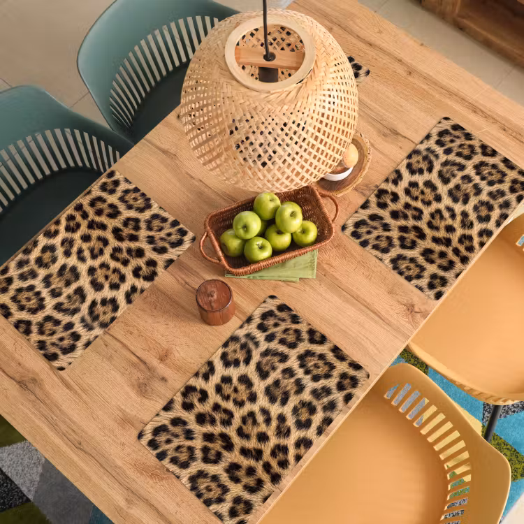 Placemat - 6 stuks - Luipaard - Vacht - Klassiek - Bruin — 3