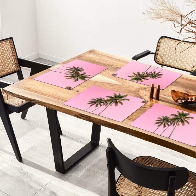 Placemat - 6 stuks - Palmboom - Tropisch - Pink — 4