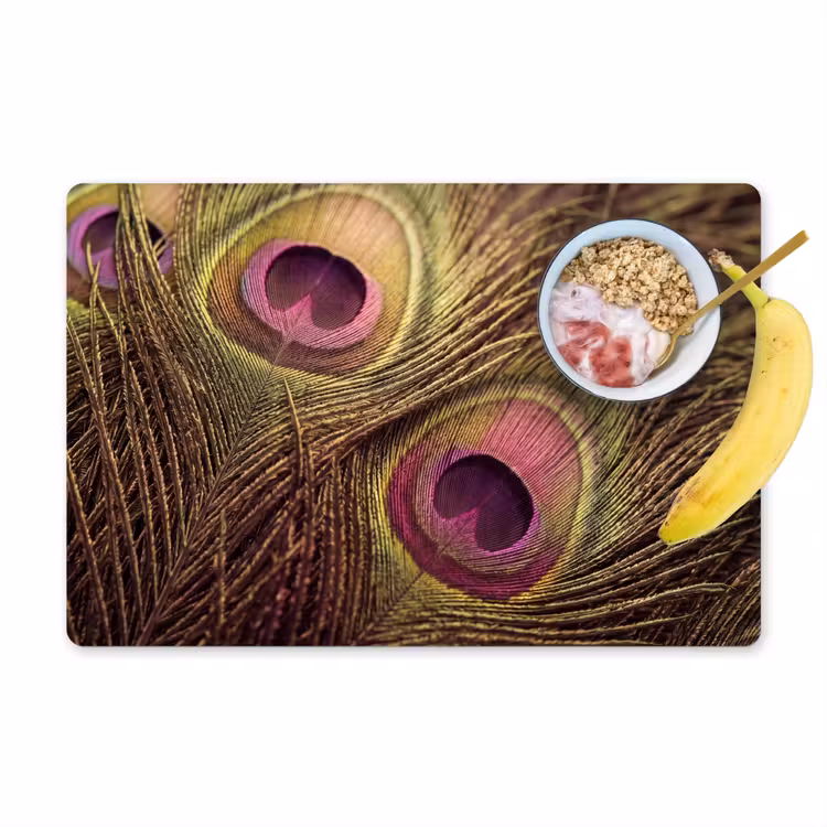 Placemat - 6 stuks - Pauw - Veren - Paars - Groen — 1