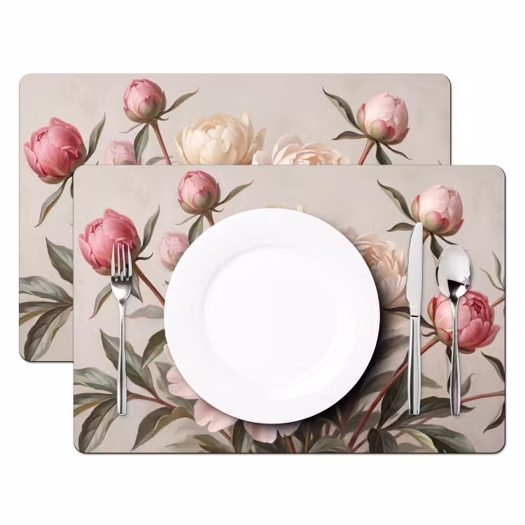 Placemat - 6 stuks - Pioenrozen - Boeket - Roze — 2