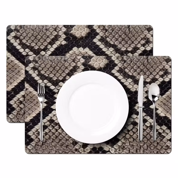 Placemat - 6 stuks - Slangenleer - Patroon - Beige — 2