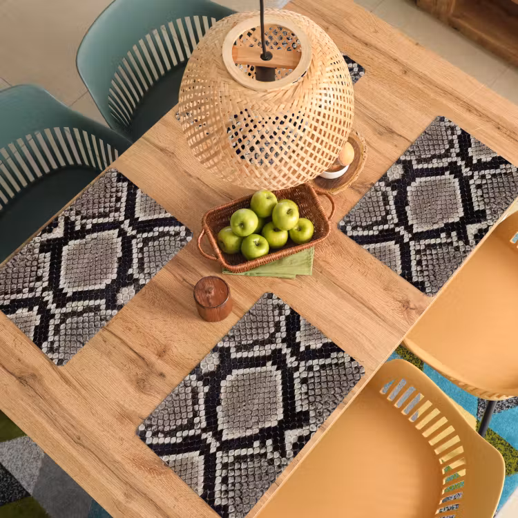 Placemat - 6 stuks - Slangenleer - Patroon - Beige — 3