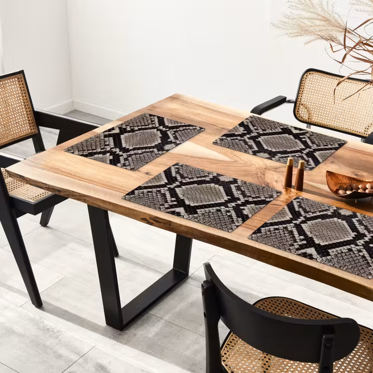 Placemat - 6 stuks - Slangenleer - Patroon - Beige — 4