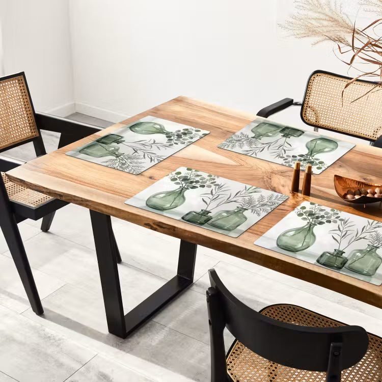 Placemat - 6 stuks - Vazen - Bladeren - Groen — 4