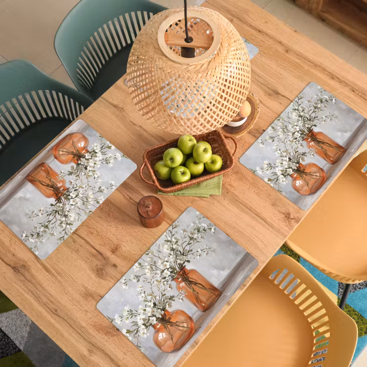 Placemat - 6 stuks - Vazen - Bloemen - Oranje — 3