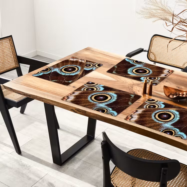 Placemat - 6 stuks - Vleugels - Vlinder - Blauw — 4