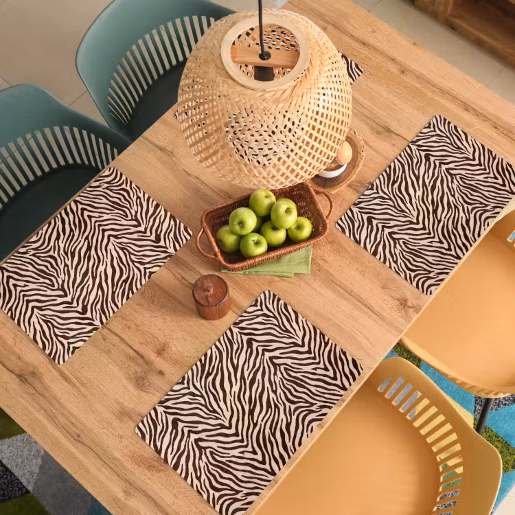 Placemat - 6 stuks - Zebra - Strepen - Bruin — 3