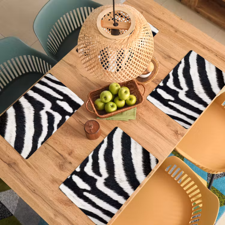 Placemat - 6 stuks - Zebra - Vacht - Klassiek - Zwart - Wit — 3