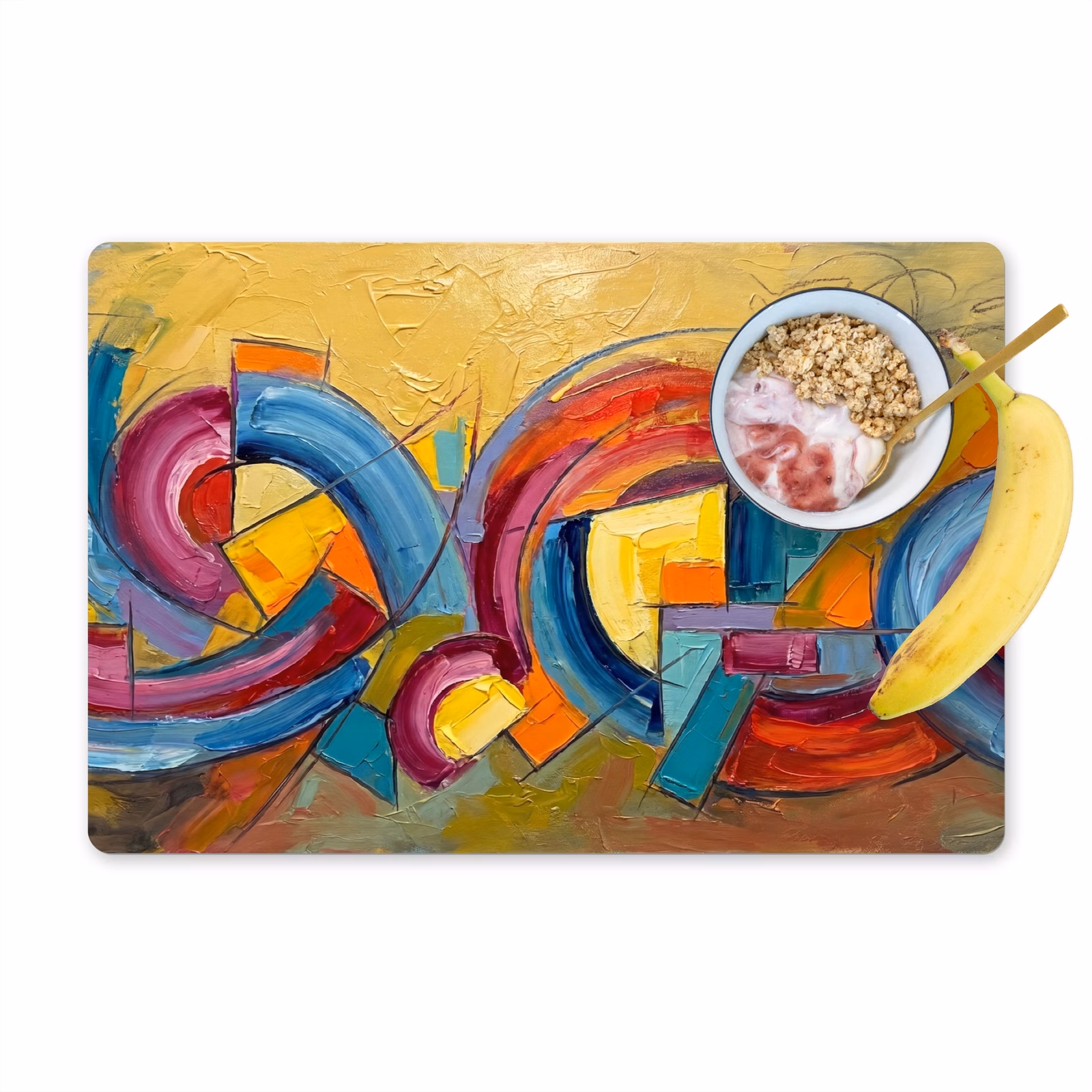 Placemat - 6 stuks - Abstract - Cirkels - Schilderij - Kleurrijk - Dynamisch — 1
