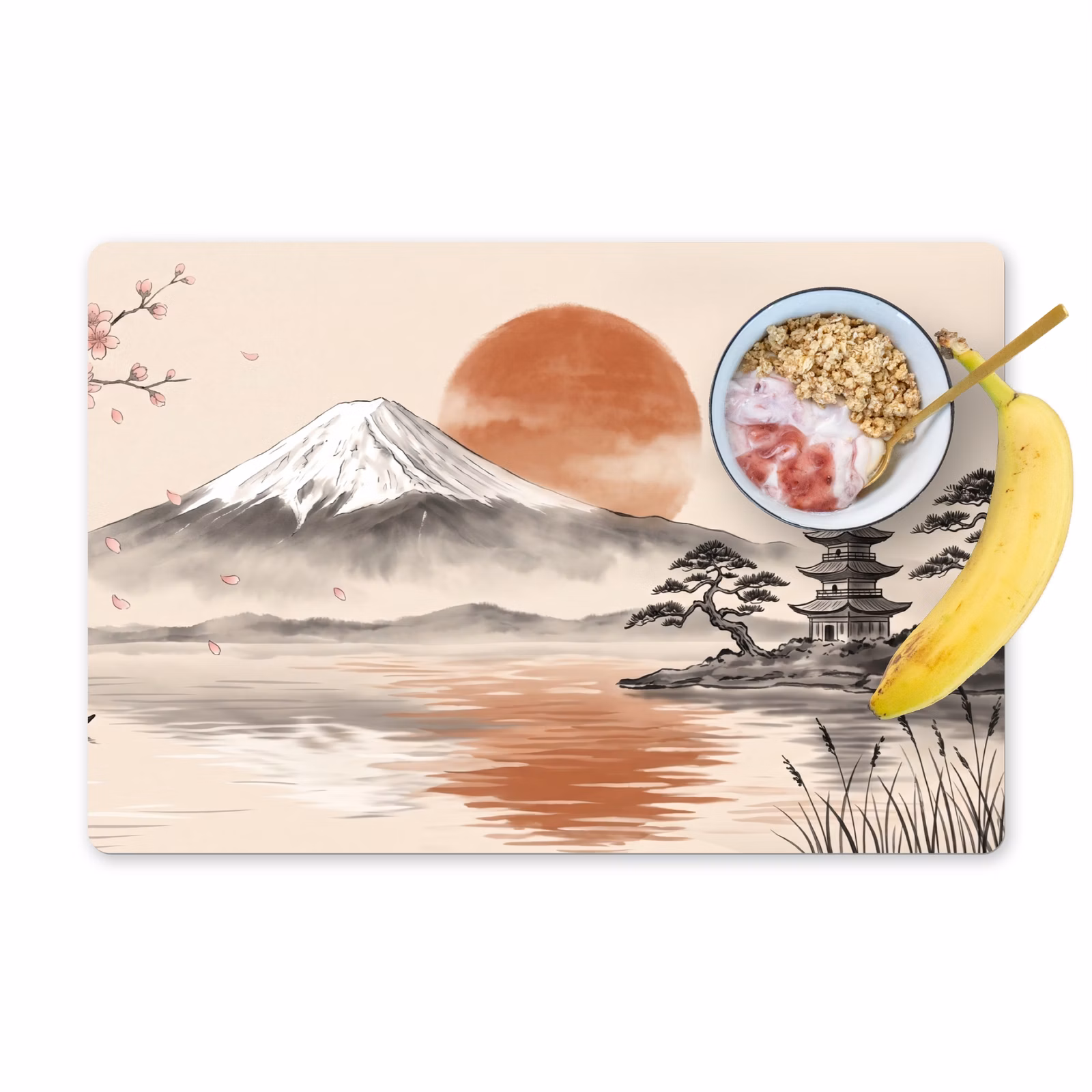 Placemat - 6 stuks - Bergtop - Meer - Bloesem — 1