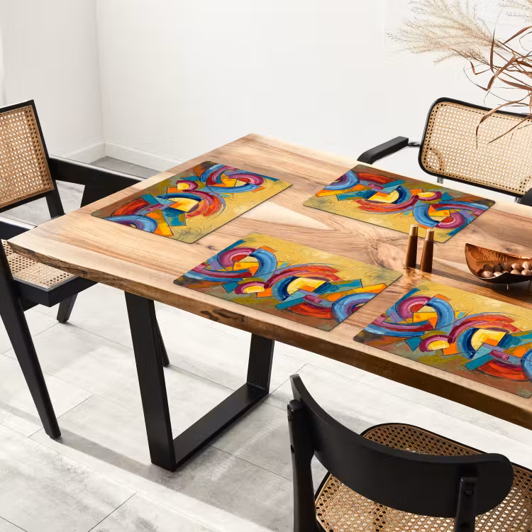Placemat - 6 stuks - Abstract - Cirkels - Schilderij - Kleurrijk - Dynamisch — 4