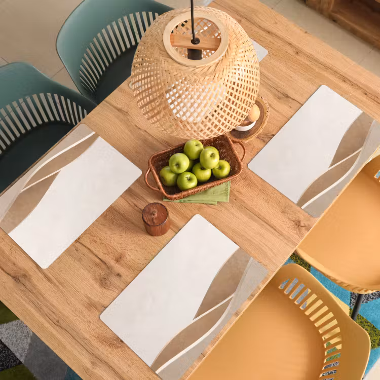 Placemat - 6 stuks - Abstract - Golven - Modern - Beige — 3