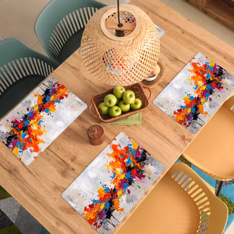 Placemat - 6 stuks - Abstract - Schilderij - Kleurrijk - Dynamisch — 3