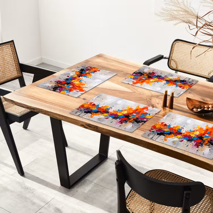 Placemat - 6 stuks - Abstract - Schilderij - Kleurrijk - Dynamisch — 4