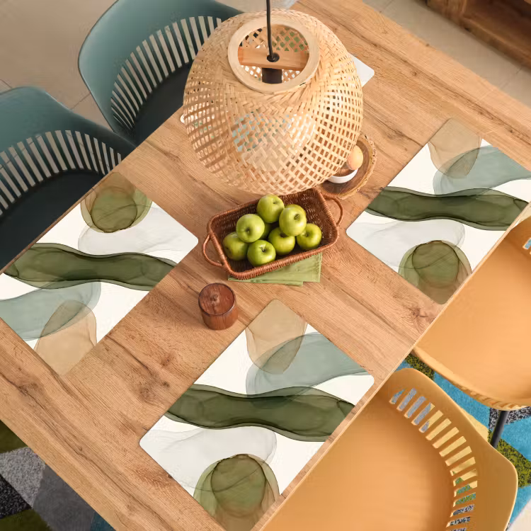 Placemat - 6 stuks - Abstract - Vormen - Modern - Kunst - Groen - Bruin — 3