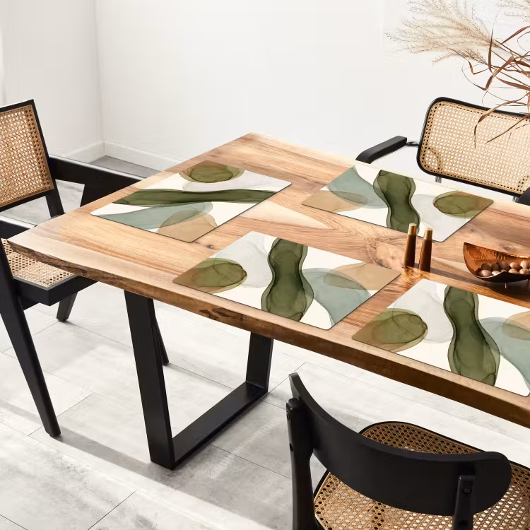 Placemat - 6 stuks - Abstract - Vormen - Modern - Kunst - Groen - Bruin — 4