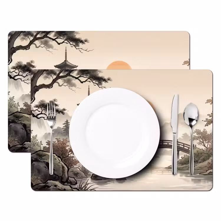 Placemat - 6 stuks - Azië - Landschap - Kleurrijk — 2