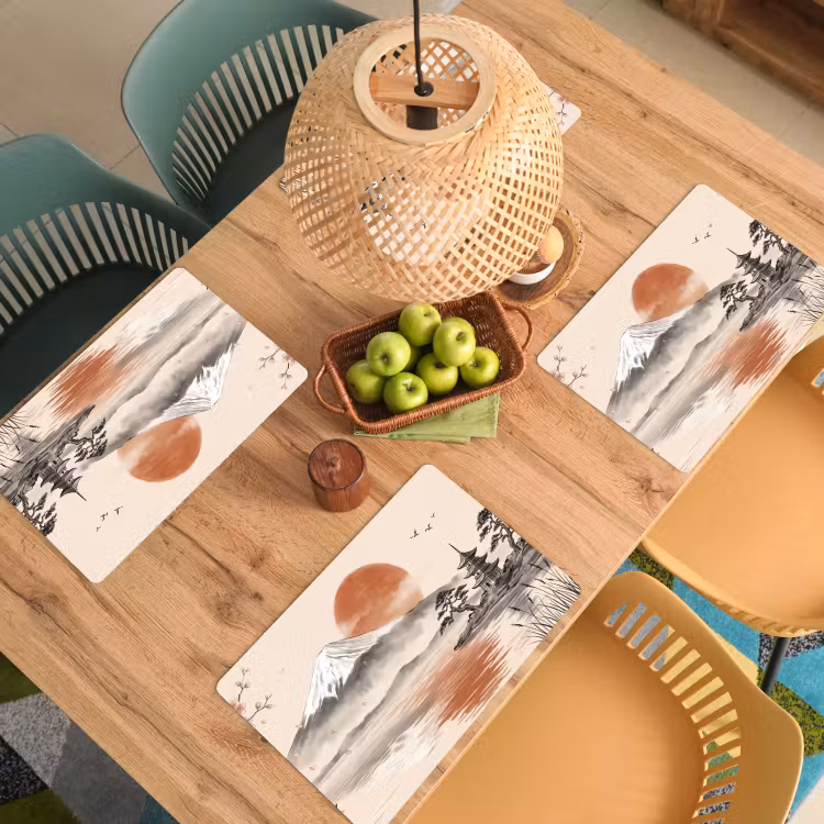 Placemat - 6 stuks - Bergtop - Meer - Bloesem — 3
