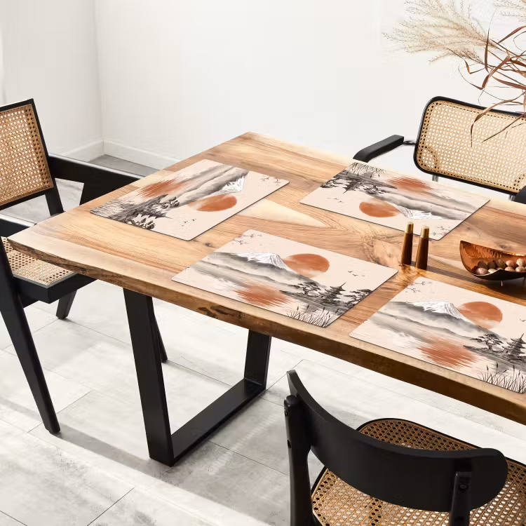 Placemat - 6 stuks - Bergtop - Meer - Bloesem — 4