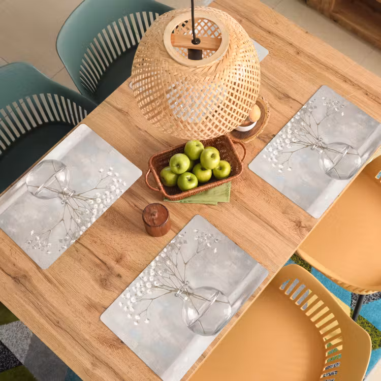 Placemat - 6 stuks - Gipskruid - Vaas - Wit — 3