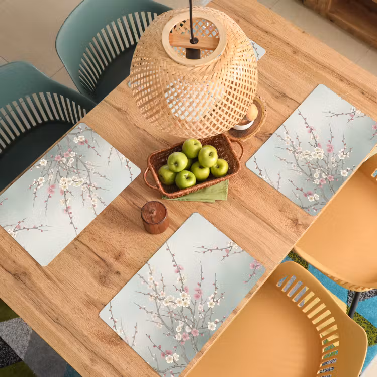Placemat - 6 stuks - Kersen - Bloesem - Groen — 3