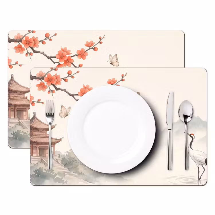 Placemat - 6 stuks - Kraanvogel - Azië - Klassiek — 2