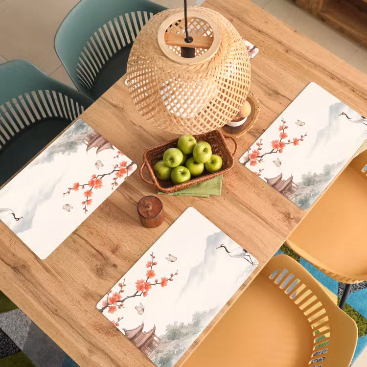 Placemat - 6 stuks - Kraanvogel - Azië - Klassiek — 3