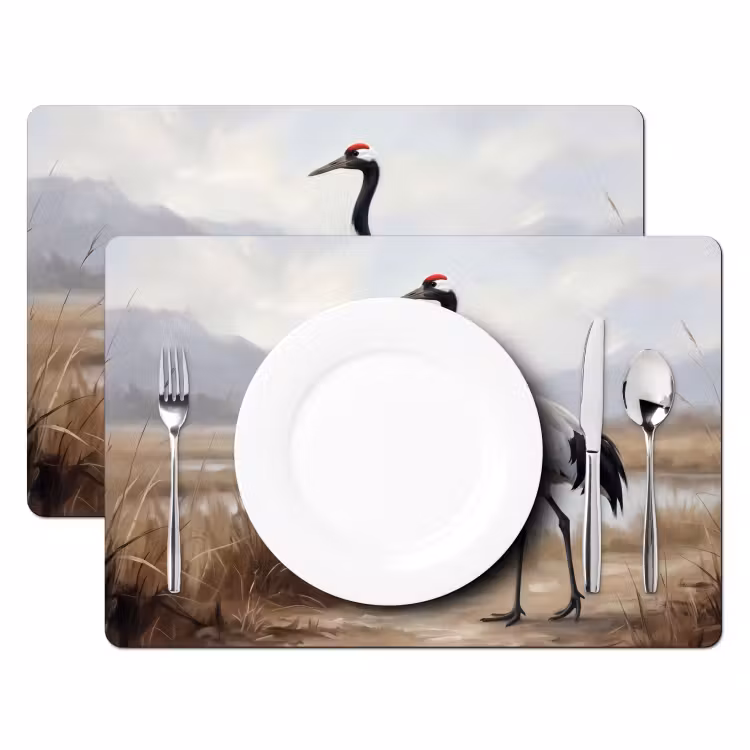 Placemat - 6 stuks - Kraanvogel - Natuur - Realistisch — 2