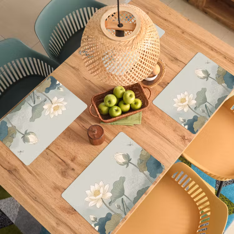 Placemat - 6 stuks - Lotus - Bloemen - Groen — 3