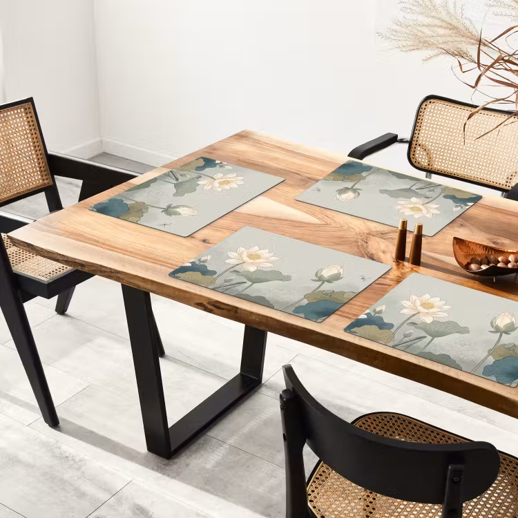 Placemat - 6 stuks - Lotus - Bloemen - Groen — 4