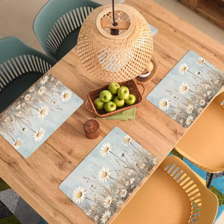 Placemat - 6 stuks - Madelief - Illustratie - Wit — 3