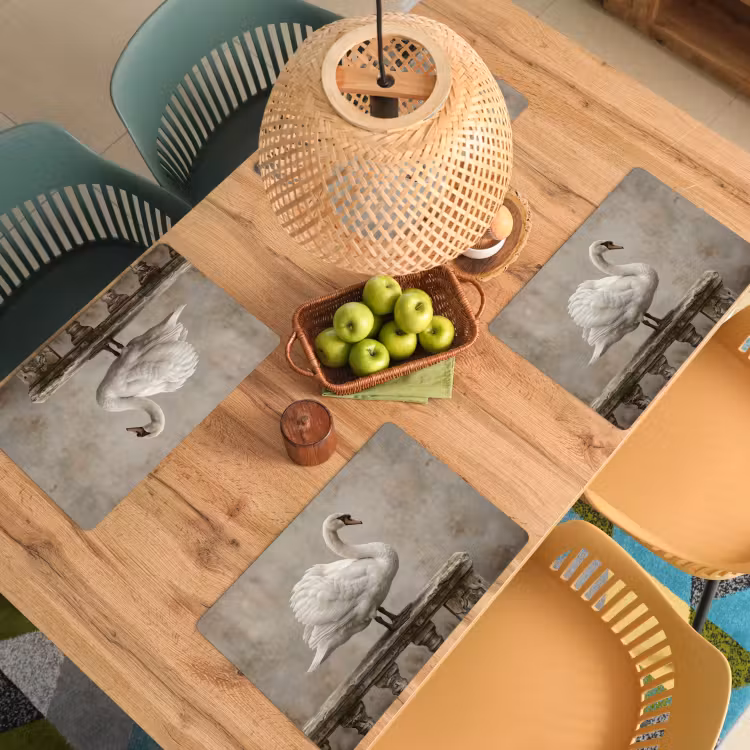 Placemat - 6 stuks - Zwaan - Elegant - Dieren - Wit — 3
