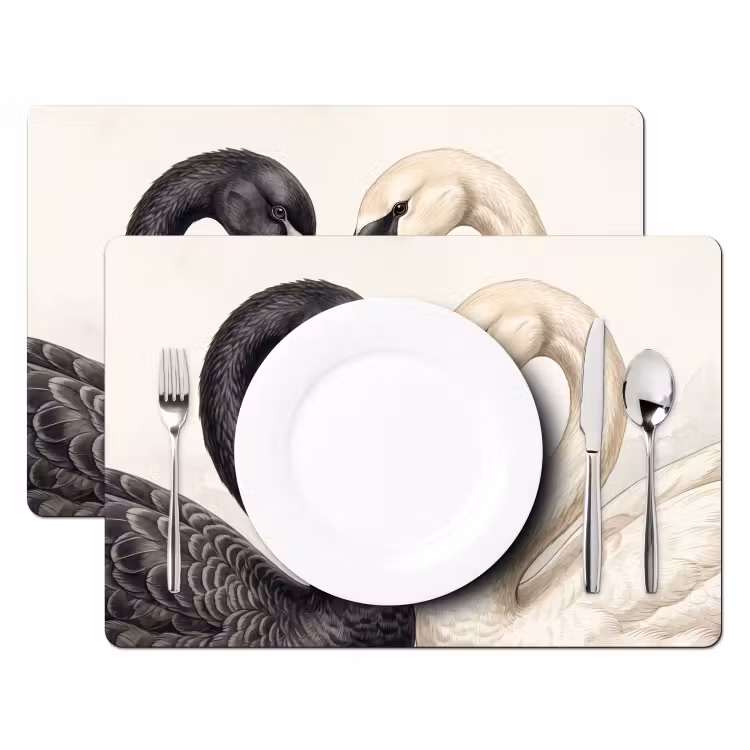 Placemat - 6 stuks - Zwanen - Hartvorm - Dieren — 2