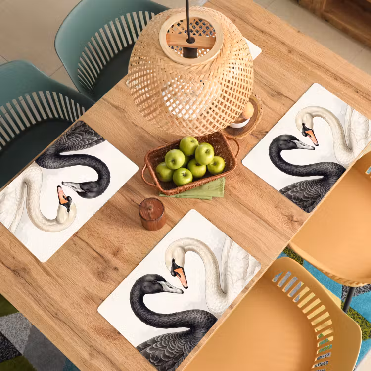 Placemat - 6 stuks - Zwanen - Hartvorm - Dieren — 3