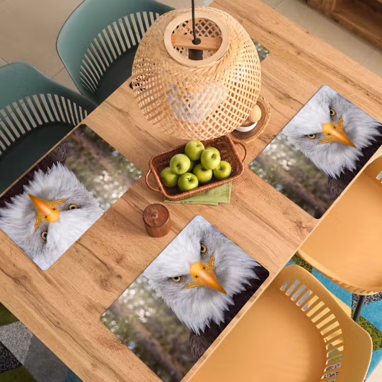 Placemat - 6 stuks - Amerikaans - Zeearend - Portret - Geel — 3