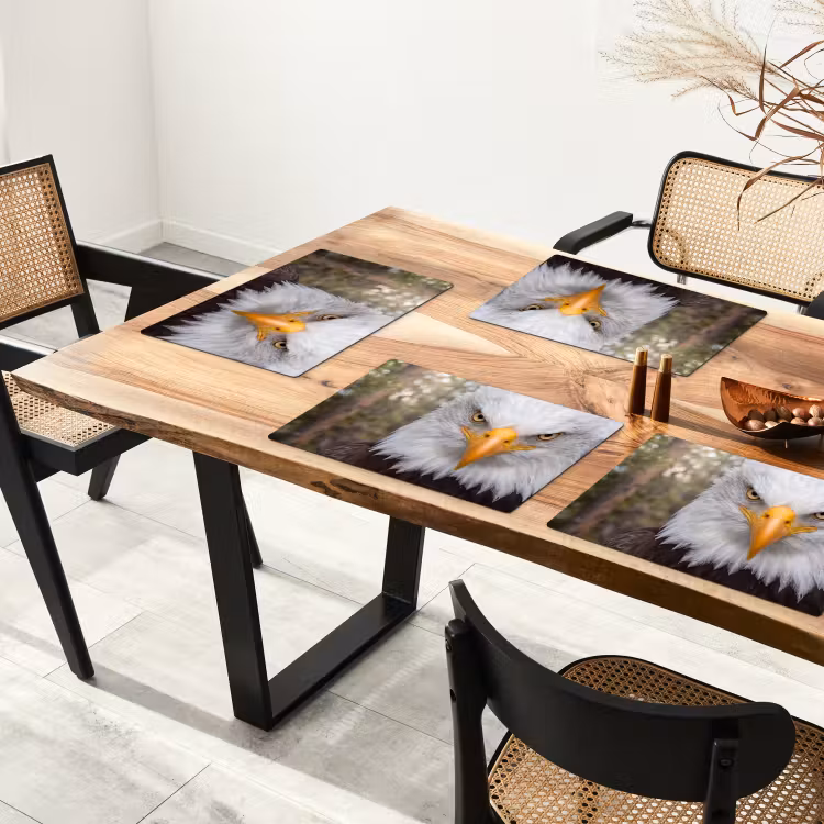 Placemat - 6 stuks - Amerikaans - Zeearend - Portret - Geel — 4
