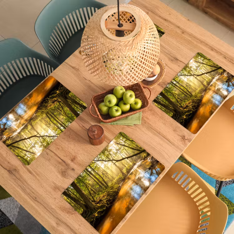 Placemat - 6 stuks - Bos - Beek - Zonlicht - Natuur - Groen — 3