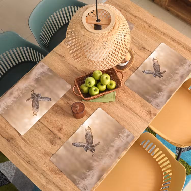 Placemat - 6 stuks - Buizerd - Roofvogel - Natuur - Bruin — 3
