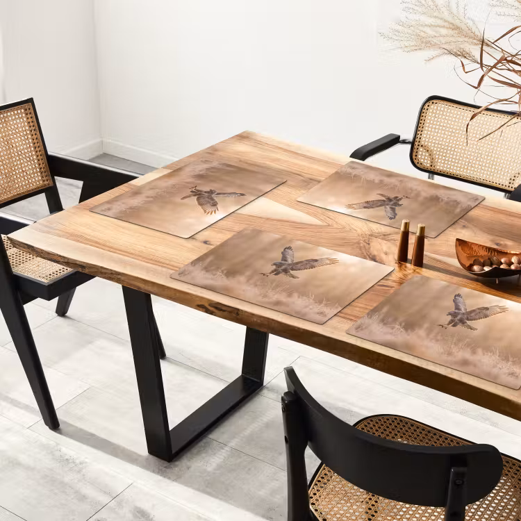 Placemat - 6 stuks - Buizerd - Roofvogel - Natuur - Bruin — 4