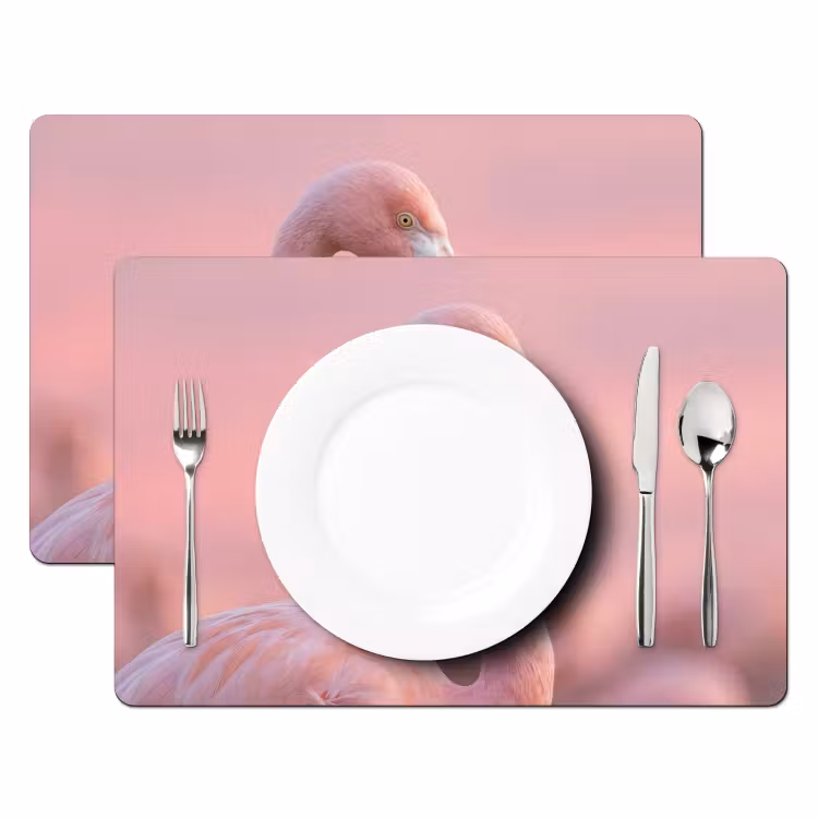 Placemat - 6 stuks - Flamingo - Portret - Roze — 2